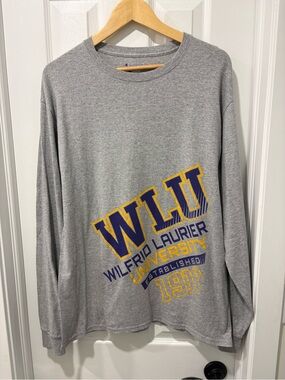 Wilfrid Laurier University WLU Gray Long Sleeve Tee Champion Mens Large